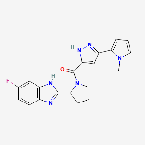molecular formula C20H19FN6O B5598430 5-fluoro-2-(1-{[3-(1-methyl-1H-pyrrol-2-yl)-1H-pyrazol-5-yl]carbonyl}-2-pyrrolidinyl)-1H-benzimidazole 
