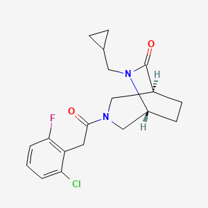 molecular formula C19H22ClFN2O2 B5598436 (1S*,5R*)-3-[(2-chloro-6-fluorophenyl)acetyl]-6-(cyclopropylmethyl)-3,6-diazabicyclo[3.2.2]nonan-7-one 
