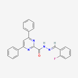 molecular formula C24H17FN4O B5598445 N'-(2-fluorobenzylidene)-4,6-diphenyl-2-pyrimidinecarbohydrazide 