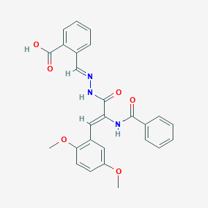 molecular formula C26H23N3O6 B5598482 2-{2-[2-(benzoylamino)-3-(2,5-dimethoxyphenyl)acryloyl]carbonohydrazonoyl}benzoic acid 