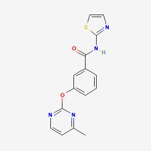molecular formula C15H12N4O2S B5598508 3-[(4-甲基-2-嘧啶基)氧基]-N-1,3-噻唑-2-基苯甲酰胺 