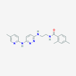 molecular formula C21H24N6O B5598547 2,4-dimethyl-N-[2-({6-[(5-methyl-2-pyridinyl)amino]-3-pyridazinyl}amino)ethyl]benzamide 