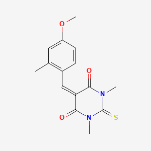 molecular formula C15H16N2O3S B5598550 5-(4-methoxy-2-methylbenzylidene)-1,3-dimethyl-2-thioxodihydro-4,6(1H,5H)-pyrimidinedione 