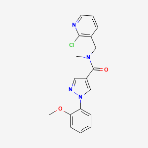 molecular formula C18H17ClN4O2 B5598596 N-[(2-chloro-3-pyridinyl)methyl]-1-(2-methoxyphenyl)-N-methyl-1H-pyrazole-4-carboxamide 