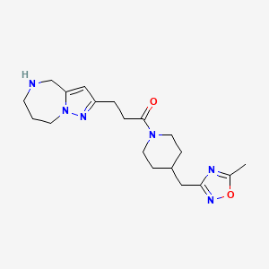 molecular formula C19H28N6O2 B5598616 2-(3-{4-[(5-methyl-1,2,4-oxadiazol-3-yl)methyl]-1-piperidinyl}-3-oxopropyl)-5,6,7,8-tetrahydro-4H-pyrazolo[1,5-a][1,4]diazepine hydrochloride 