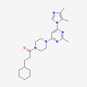 molecular formula C23H34N6O B5598632 4-[4-(3-cyclohexylpropanoyl)-1-piperazinyl]-6-(4,5-dimethyl-1H-imidazol-1-yl)-2-methylpyrimidine 