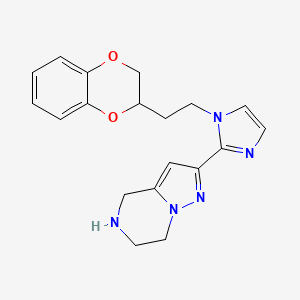 molecular formula C19H21N5O2 B5598676 2-{1-[2-(2,3-dihydro-1,4-benzodioxin-2-yl)ethyl]-1H-imidazol-2-yl}-4,5,6,7-tetrahydropyrazolo[1,5-a]pyrazine dihydrochloride 