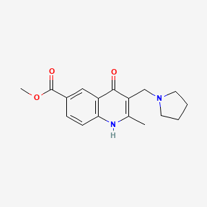 molecular formula C17H20N2O3 B5598700 methyl 4-hydroxy-2-methyl-3-(1-pyrrolidinylmethyl)-6-quinolinecarboxylate 