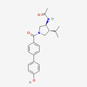 molecular formula C22H26N2O3 B5598706 N-{(3S*,4R*)-1-[(4'-hydroxy-4-biphenylyl)carbonyl]-4-isopropyl-3-pyrrolidinyl}acetamide 