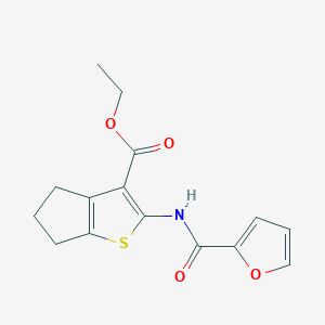 molecular formula C15H15NO4S B5598721 ethyl 2-(2-furoylamino)-5,6-dihydro-4H-cyclopenta[b]thiophene-3-carboxylate 