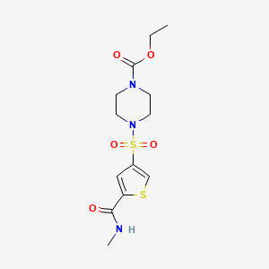 molecular formula C13H19N3O5S2 B5598760 4-({5-[(甲基氨基)羰基]-3-噻吩基}磺酰基)-1-哌嗪羧酸乙酯 