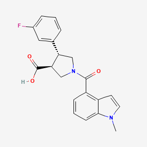 molecular formula C21H19FN2O3 B5598777 (3S*,4R*)-4-(3-fluorophenyl)-1-[(1-methyl-1H-indol-4-yl)carbonyl]pyrrolidine-3-carboxylic acid 