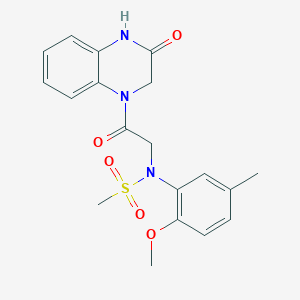 molecular formula C19H21N3O5S B5598803 N-(2-methoxy-5-methylphenyl)-N-[2-oxo-2-(3-oxo-3,4-dihydro-1(2H)-quinoxalinyl)ethyl]methanesulfonamide 