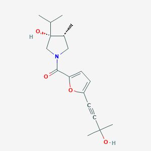 molecular formula C18H25NO4 B5598843 (3R*,4R*)-1-[5-(3-羟基-3-甲基丁-1-炔-1-基)-2-呋喃基]-3-异丙基-4-甲基吡咯烷-3-醇 