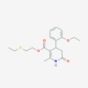 molecular formula C19H25NO4S B5598887 2-(乙硫基)乙基 4-(2-乙氧基苯基)-2-甲基-6-氧代-1,4,5,6-四氢-3-吡啶甲酸酯 