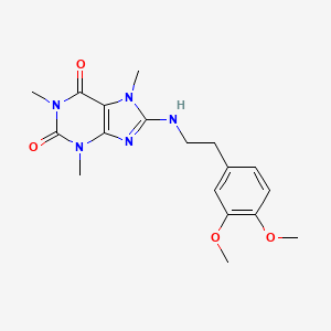 molecular formula C18H23N5O4 B5598919 8-{[2-(3,4-dimethoxyphenyl)ethyl]amino}-1,3,7-trimethyl-3,7-dihydro-1H-purine-2,6-dione 