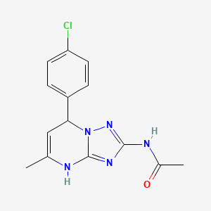molecular formula C14H14ClN5O B5598936 N-[7-(4-chlorophenyl)-5-methyl-4,7-dihydro[1,2,4]triazolo[1,5-a]pyrimidin-2-yl]acetamide 