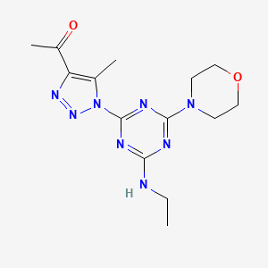 molecular formula C14H20N8O2 B5598949 1-{1-[4-(ethylamino)-6-morpholin-4-yl-1,3,5-triazin-2-yl]-5-methyl-1H-1,2,3-triazol-4-yl}ethanone 