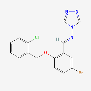 molecular formula C16H12BrClN4O B5598957 N-{5-溴-2-[(2-氯苄基)氧基]亚苄基}-4H-1,2,4-三唑-4-胺 