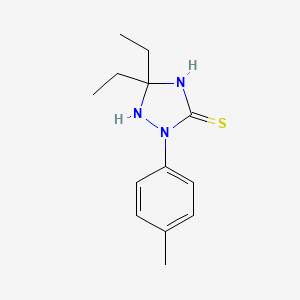 molecular formula C13H19N3S B5598977 5,5-diethyl-2-(4-methylphenyl)-1,2,4-triazolidine-3-thione 