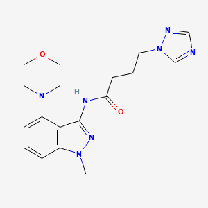molecular formula C18H23N7O2 B5598986 N-(1-methyl-4-morpholin-4-yl-1H-indazol-3-yl)-4-(1H-1,2,4-triazol-1-yl)butanamide 