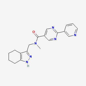 molecular formula C19H20N6O B5598999 N-甲基-2-(3-吡啶基)-N-(4,5,6,7-四氢-1H-吲唑-3-基甲基)-5-嘧啶甲酰胺 