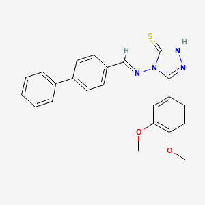 molecular formula C23H20N4O2S B5599003 4-[(4-biphenylylmethylene)amino]-5-(3,4-dimethoxyphenyl)-4H-1,2,4-triazole-3-thiol 