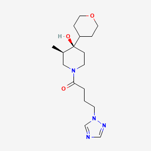 molecular formula C17H28N4O3 B5599012 (3R*,4R*)-3-甲基-4-(四氢-2H-吡喃-4-基)-1-[4-(1H-1,2,4-三唑-1-基)丁酰基]哌啶-4-醇 