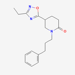 molecular formula C18H23N3O2 B5599032 5-(3-ethyl-1,2,4-oxadiazol-5-yl)-1-(3-phenylpropyl)-2-piperidinone 