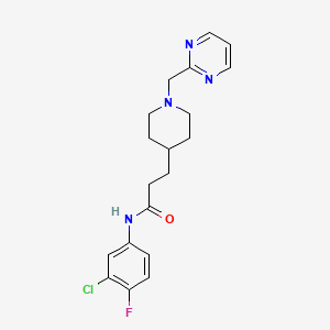 molecular formula C19H22ClFN4O B5599045 N-(3-chloro-4-fluorophenyl)-3-[1-(pyrimidin-2-ylmethyl)piperidin-4-yl]propanamide 
