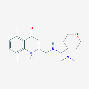 molecular formula C20H29N3O2 B5599052 2-[({[4-(dimethylamino)tetrahydro-2H-pyran-4-yl]methyl}amino)methyl]-5,8-dimethylquinolin-4-ol 