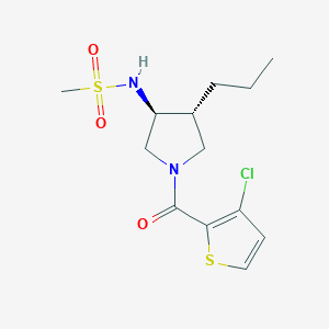 molecular formula C13H19ClN2O3S2 B5599063 N-{(3S*,4R*)-1-[(3-chloro-2-thienyl)carbonyl]-4-propyl-3-pyrrolidinyl}methanesulfonamide 