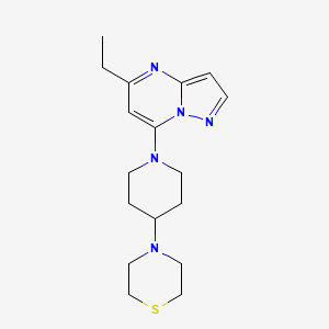 molecular formula C17H25N5S B5599093 5-ethyl-7-(4-thiomorpholin-4-ylpiperidin-1-yl)pyrazolo[1,5-a]pyrimidine 