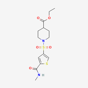 molecular formula C14H20N2O5S2 B5599197 ethyl 1-({5-[(methylamino)carbonyl]-3-thienyl}sulfonyl)-4-piperidinecarboxylate 