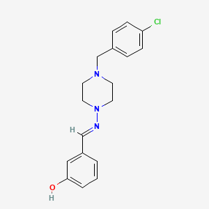 molecular formula C18H20ClN3O B5599219 3-({[4-(4-chlorobenzyl)-1-piperazinyl]imino}methyl)phenol 