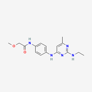 molecular formula C16H21N5O2 B5599223 N-(4-{[2-(ethylamino)-6-methyl-4-pyrimidinyl]amino}phenyl)-2-methoxyacetamide 