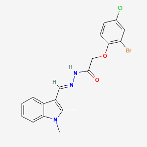 molecular formula C19H17BrClN3O2 B5599274 2-(2-bromo-4-chlorophenoxy)-N'-[(1,2-dimethyl-1H-indol-3-yl)methylene]acetohydrazide 
