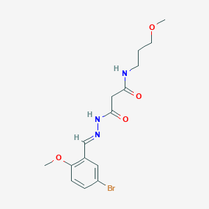molecular formula C15H20BrN3O4 B5599278 3-[2-(5-bromo-2-methoxybenzylidene)hydrazino]-N-(3-methoxypropyl)-3-oxopropanamide 