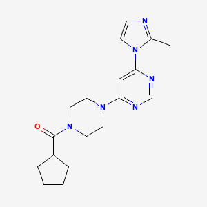 molecular formula C18H24N6O B5599284 4-[4-(cyclopentylcarbonyl)-1-piperazinyl]-6-(2-methyl-1H-imidazol-1-yl)pyrimidine 