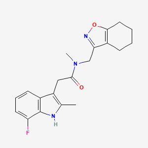 molecular formula C20H22FN3O2 B5599290 2-(7-fluoro-2-methyl-1H-indol-3-yl)-N-methyl-N-(4,5,6,7-tetrahydro-1,2-benzisoxazol-3-ylmethyl)acetamide 