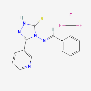 molecular formula C15H10F3N5S B5599298 5-(3-吡啶基)-4-{[2-(三氟甲基)苄叉]-氨基}-4H-1,2,4-三唑-3-硫醇 