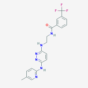 molecular formula C20H19F3N6O B5599310 N-[2-({6-[(5-methyl-2-pyridinyl)amino]-3-pyridazinyl}amino)ethyl]-3-(trifluoromethyl)benzamide 