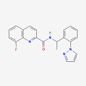 molecular formula C21H17FN4O B5599319 8-fluoro-N-{1-[2-(1H-pyrazol-1-yl)phenyl]ethyl}-2-quinolinecarboxamide 