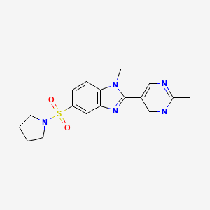 molecular formula C17H19N5O2S B5599330 1-methyl-2-(2-methylpyrimidin-5-yl)-5-(pyrrolidin-1-ylsulfonyl)-1H-benzimidazole 