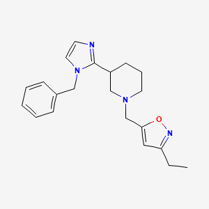 molecular formula C21H26N4O B5599334 3-(1-benzyl-1H-imidazol-2-yl)-1-[(3-ethyl-5-isoxazolyl)methyl]piperidine 