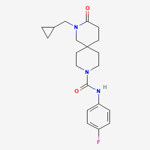 molecular formula C20H26FN3O2 B5599352 2-(cyclopropylmethyl)-N-(4-fluorophenyl)-3-oxo-2,9-diazaspiro[5.5]undecane-9-carboxamide 