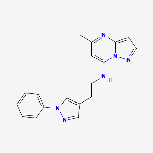 molecular formula C18H18N6 B5599367 5-methyl-N-[2-(1-phenyl-1H-pyrazol-4-yl)ethyl]pyrazolo[1,5-a]pyrimidin-7-amine 