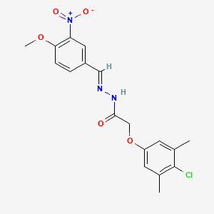 molecular formula C18H18ClN3O5 B5599374 2-(4-chloro-3,5-dimethylphenoxy)-N'-(4-methoxy-3-nitrobenzylidene)acetohydrazide 