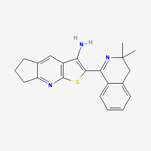 molecular formula C21H21N3S B5599380 2-(3,3-dimethyl-3,4-dihydroisoquinolin-1-yl)-6,7-dihydro-5H-cyclopenta[b]thieno[3,2-e]pyridin-3-amine 