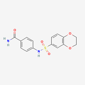 molecular formula C15H14N2O5S B5599439 4-[(2,3-dihydro-1,4-benzodioxin-6-ylsulfonyl)amino]benzamide 